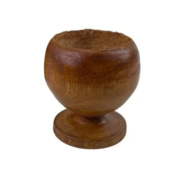 Handcrafted Carved Wooden 3 Piece Bottle Holder Lid Cup - Picture 4 of 16